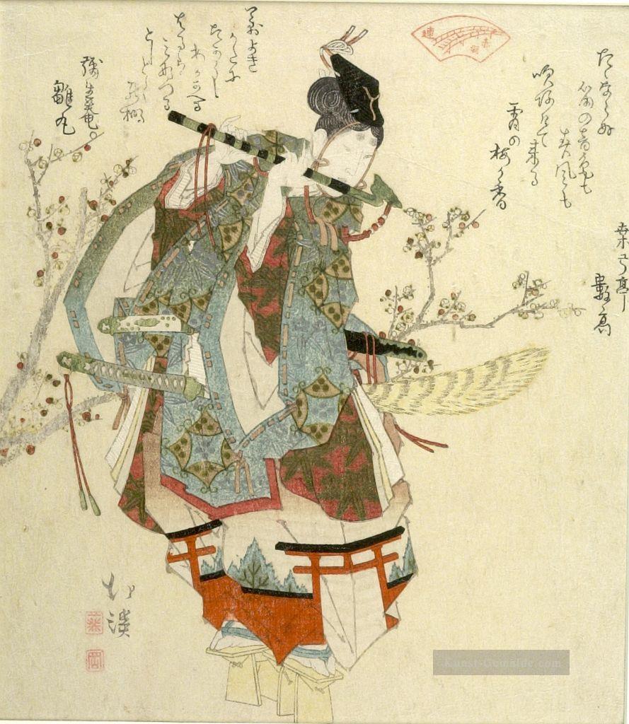 Uhikawa spielen seine Flöte von der seirei akabaren Totoya Hokkei Japanisch Ölgemälde